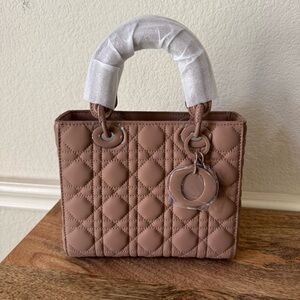 Ultramatte Dark Blush Pink Leather Small Quilted Lady Bag Crossbody Satchel B4